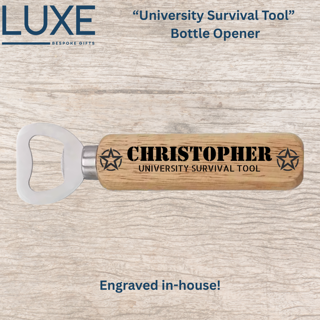 Personalised University Survival Tool Bottle Opener