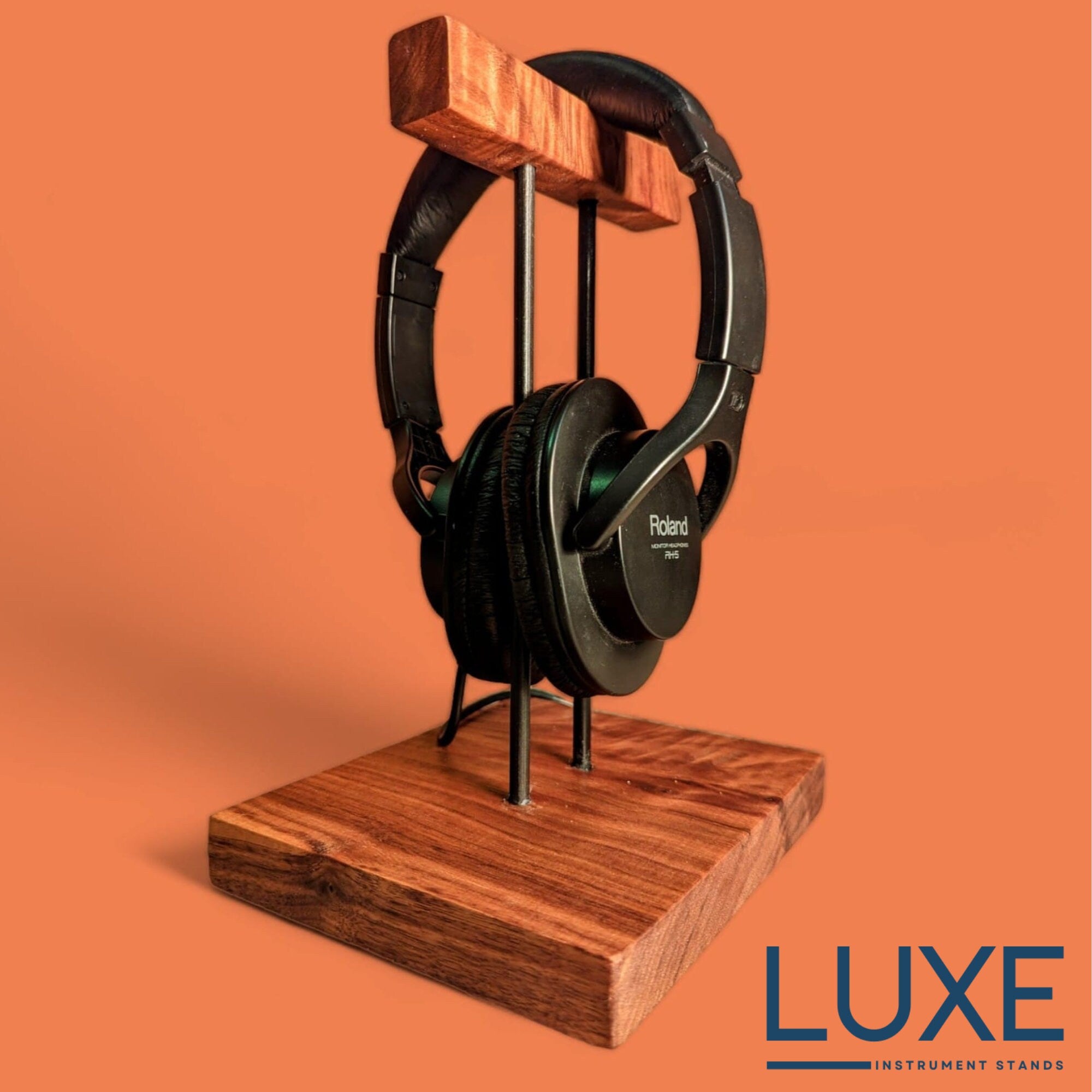 Walnut Headphone Stand: Desktop Headset Hanger