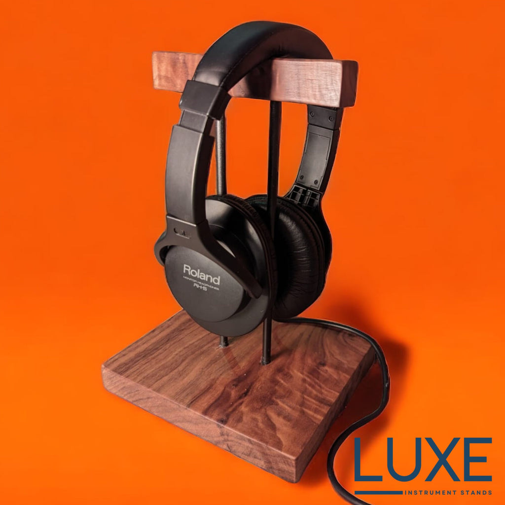 Walnut Headphone Stand: Desktop Headset Hanger
